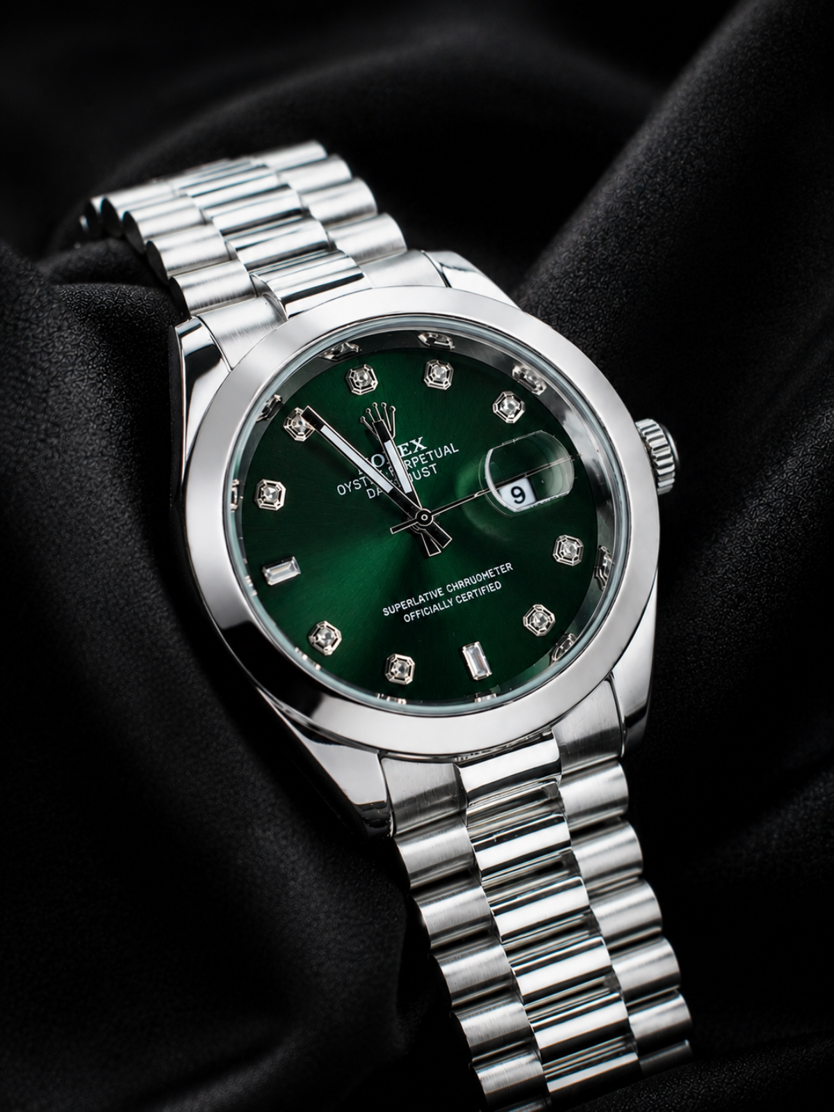 Rolex Perpetual Datejust Emerald Green Diamond Dial