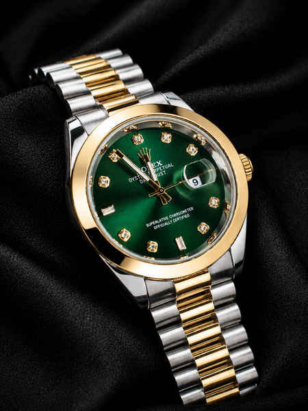 Rolex Emerald Green Gold Two-Tone Diamond Watch