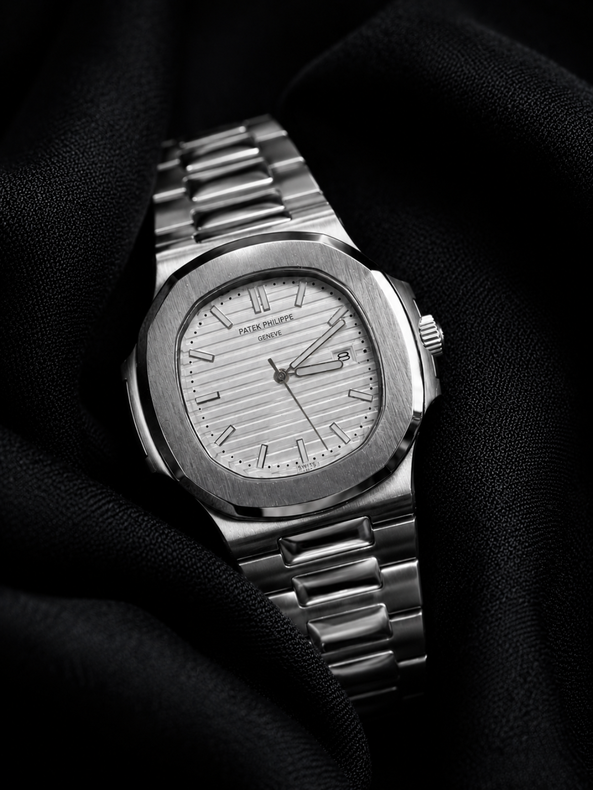 Patek Philippe Nautilus Silver White Dial Stainless Steel
