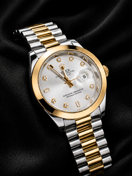 Rolex Silver White Gold Two-Tone Diamond Watch