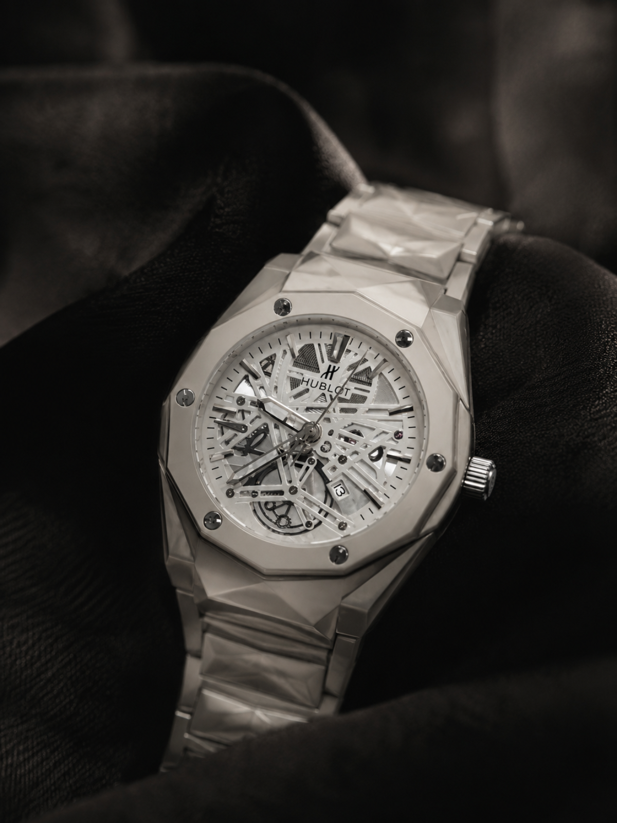 Hublot Skeleton Silver Fusion Watch