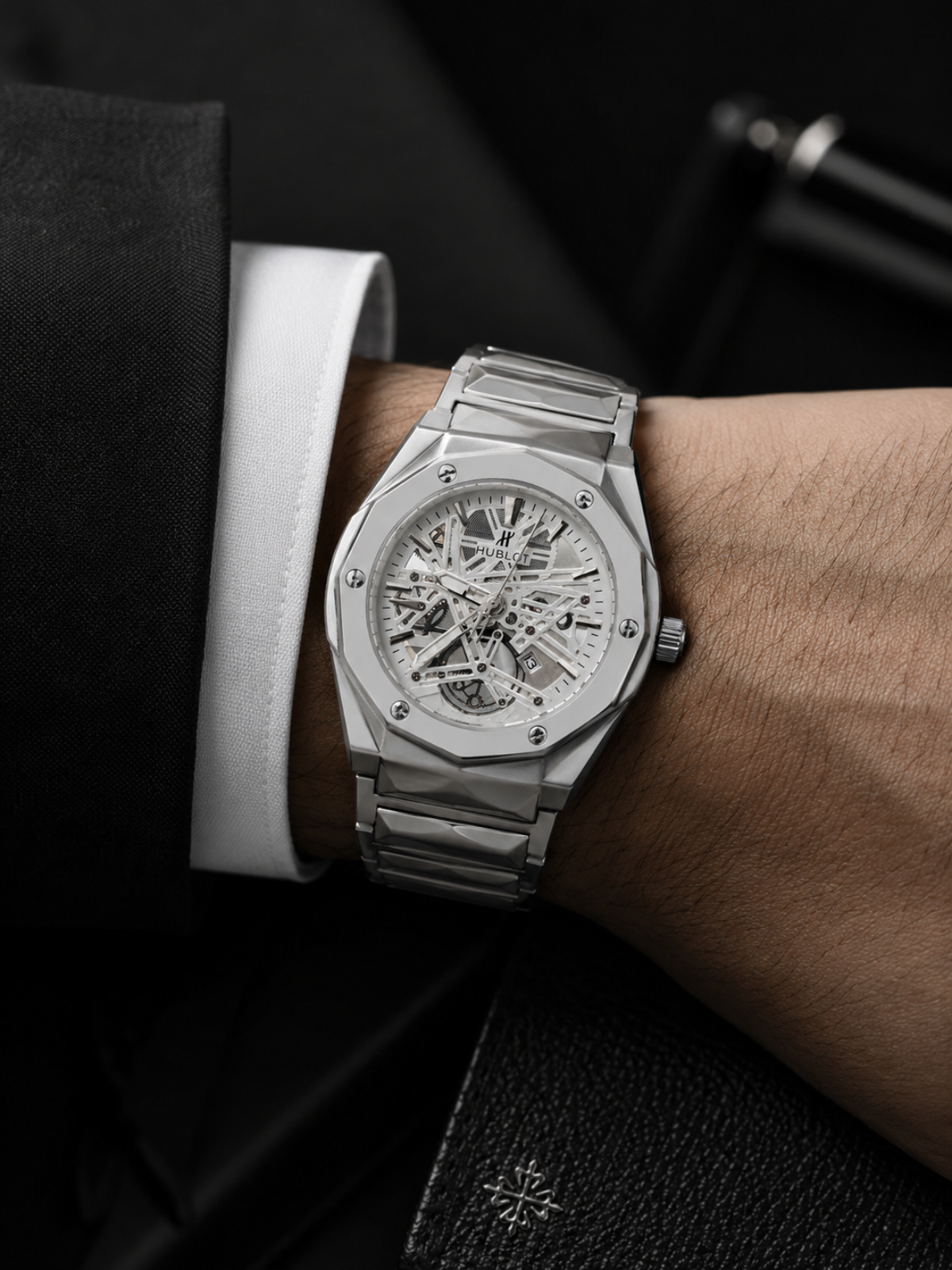 Hublot Skeleton Silver Fusion Watch
