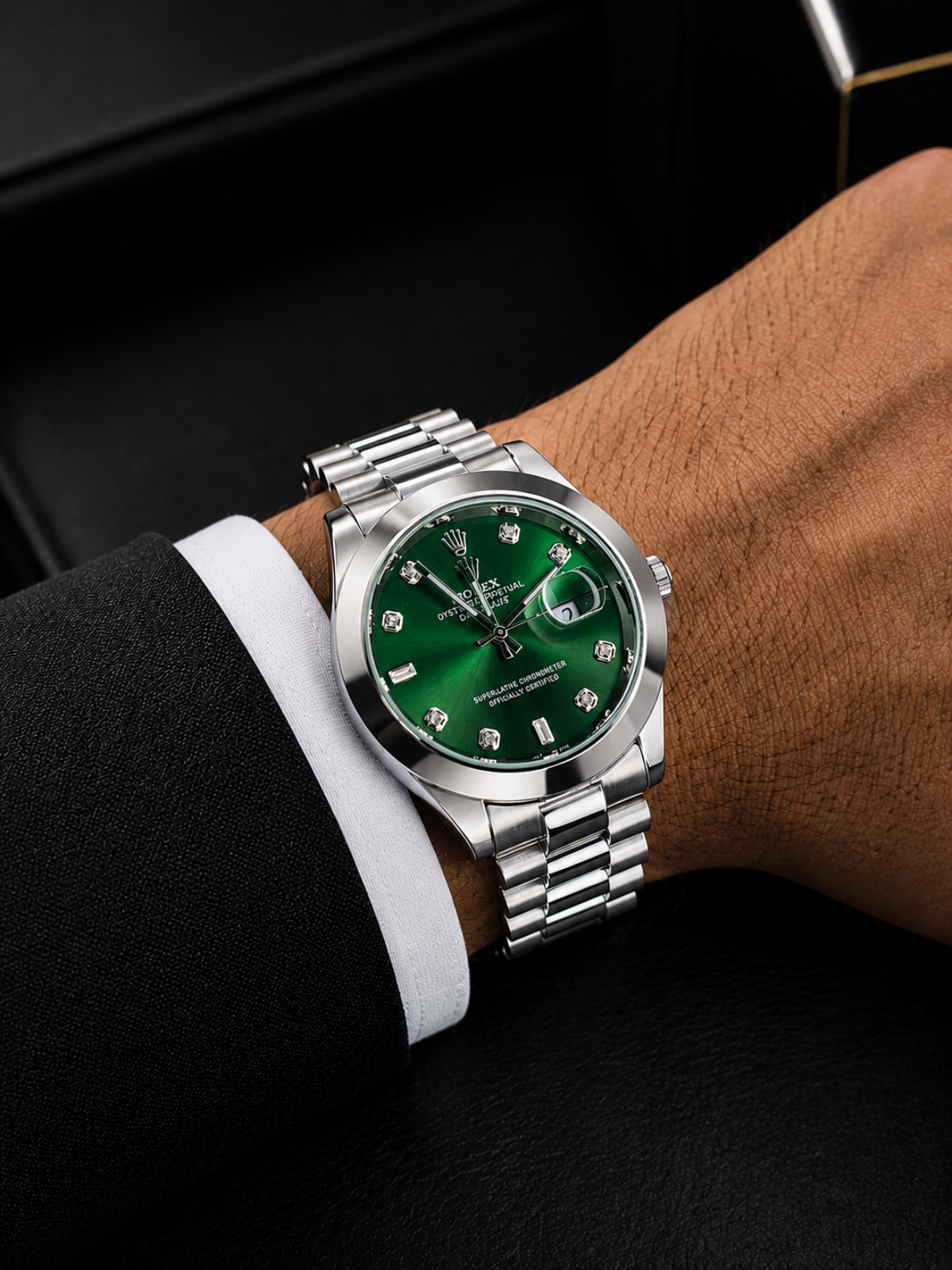 Rolex Perpetual Datejust Emerald Green Diamond Dial