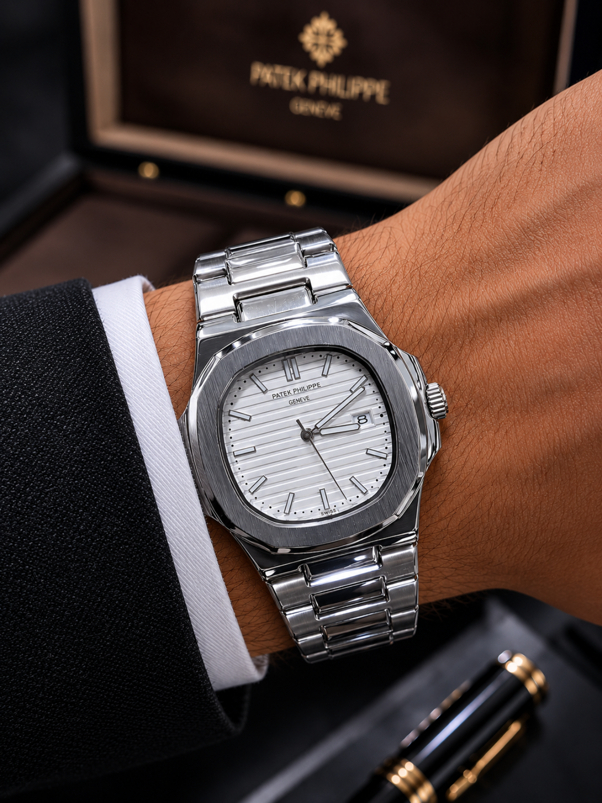 Patek Philippe Nautilus Silver White Dial Stainless Steel