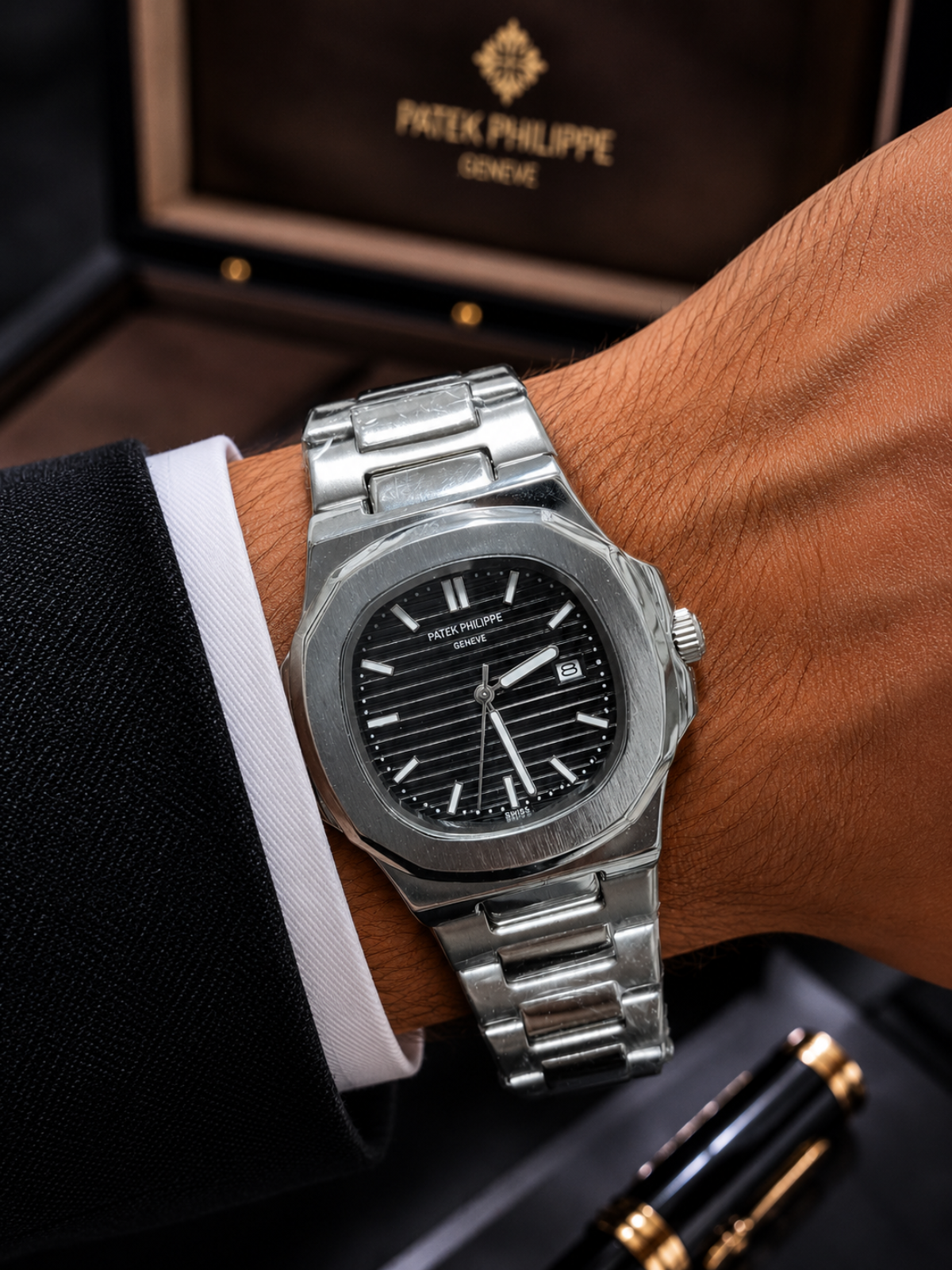 Patek Philippe Nautilus Black Dial Stainless Steel