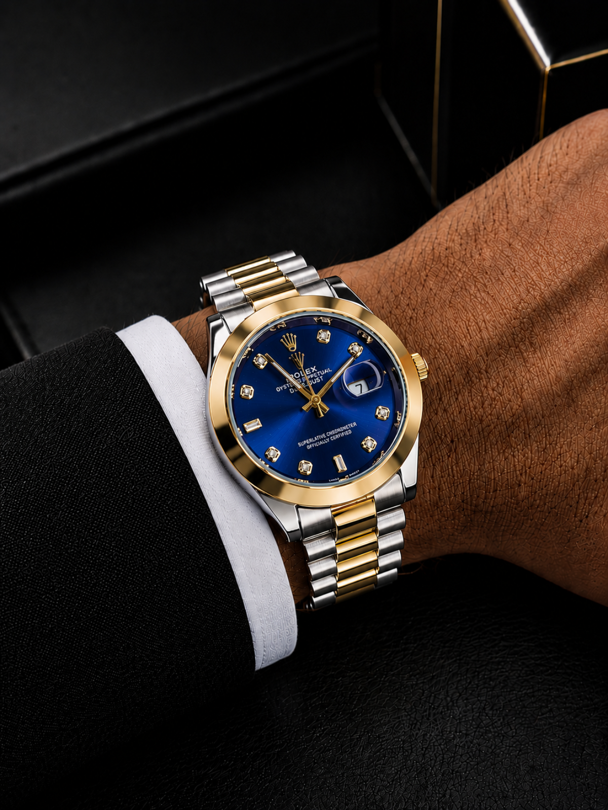 Rolex Royal Blue Gold Two-Tone Diamond Watch