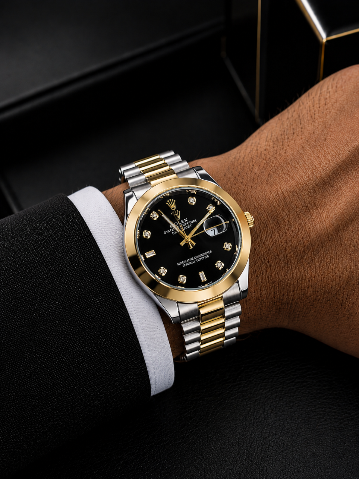 Rolex Royal Black Gold Two-Tone Diamond Watch