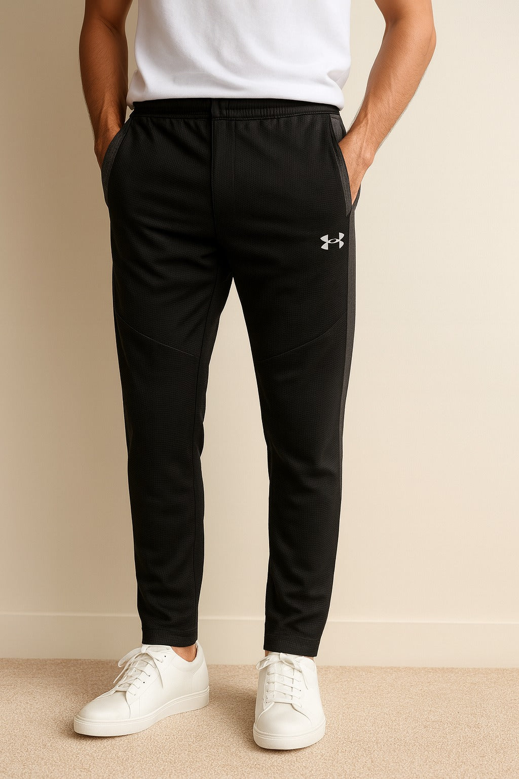 WAFFLE ULTRA FIT TROUSERS-BLACK