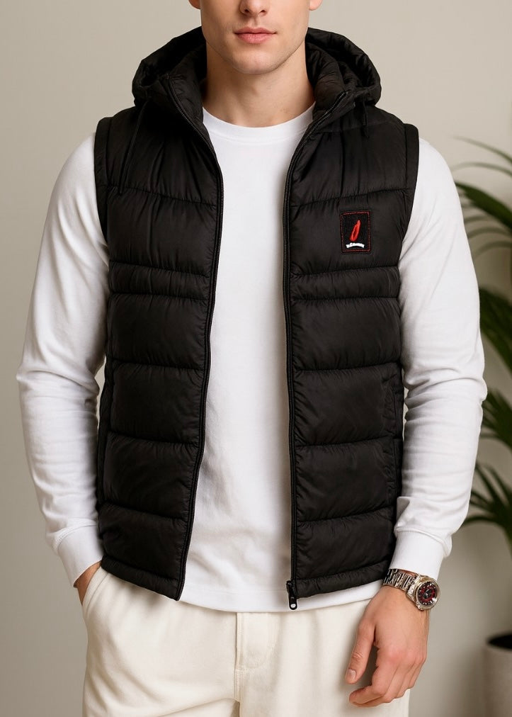 SLEEVLESS REMOVABLE & DETACHABLE JACKET-BLACK