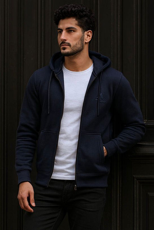 0.02 COMFORTABLE CLASSIC FLEECE HOODIE-BLUE