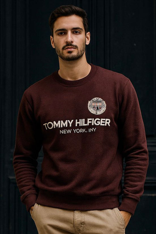 SOFT COTTON FLEECE SWEATSHIRT'S-BROWN