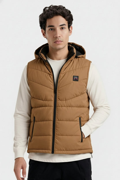 SLEEVLESS REMOVABLE & DETACHABLE JACKET-NEON BROWN