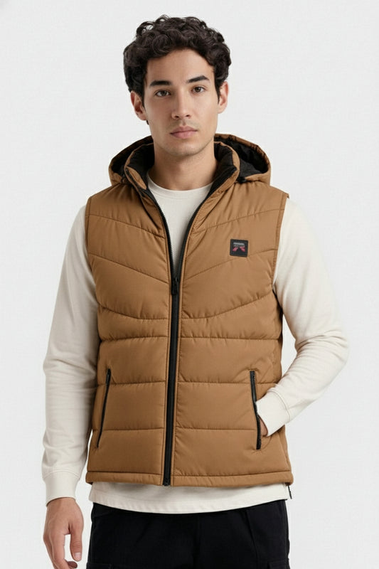 SLEEVLESS REMOVABLE & DETACHABLE JACKET-NEON BROWN