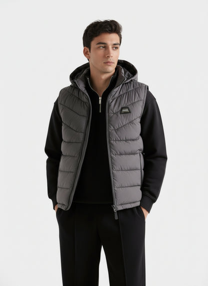 SLEEVLESS REMOVABLE & DETACHABLE JACKET-GREY